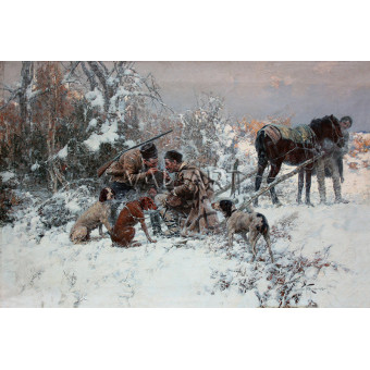 РЕПРОДУКЦИИ НА КАРТИНИ Ловци през зимата (1912)